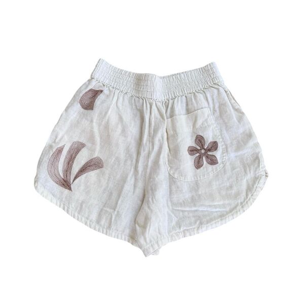 Madewell PASADENA TROPICALE FLORAL EMBROIDERED LINEN PULL-ON SHORTS XS - Picture 3 of 6